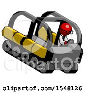 Poster, Art Print Of Red Doctor Scientist Man Driving Amphibious Tracked Vehicle Top Angle View