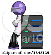 Poster, Art Print Of Purple Doctor Scientist Man Resting Against Server Rack