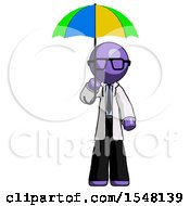 Purple Doctor Scientist Man Holding Umbrella Rainbow Colored