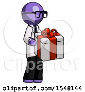 Purple Doctor Scientist Man Giving A Present