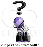 Purple Doctor Scientist Man Thinker Question Mark Concept