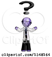 Purple Doctor Scientist Man With Question Mark Above Head Confused