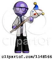 Poster, Art Print Of Purple Doctor Scientist Man Holding Jester Diagonally