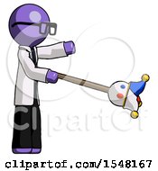 Poster, Art Print Of Purple Doctor Scientist Man Holding Jesterstaff - I Dub Thee Foolish Concept