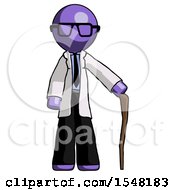 Purple Doctor Scientist Man Standing With Hiking Stick