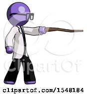 Poster, Art Print Of Purple Doctor Scientist Man Pointing With Hiking Stick