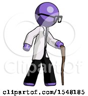Poster, Art Print Of Purple Doctor Scientist Man Walking With Hiking Stick