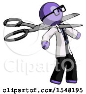 Poster, Art Print Of Purple Doctor Scientist Man Scissor Beheading Office Worker Execution
