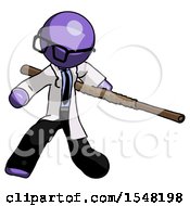 Poster, Art Print Of Purple Doctor Scientist Man Bo Staff Action Hero Kung Fu Pose