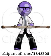 Poster, Art Print Of Purple Doctor Scientist Man Bo Staff Kung Fu Defense Pose