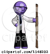 Purple Doctor Scientist Man Holding Staff Or Bo Staff