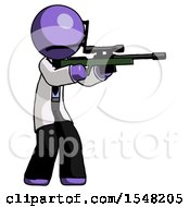 Poster, Art Print Of Purple Doctor Scientist Man Shooting Sniper Rifle