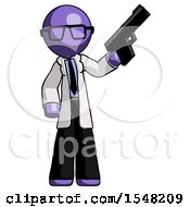 Poster, Art Print Of Purple Doctor Scientist Man Holding Handgun