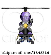 Purple Doctor Scientist Man Flying In Gyrocopter Front View