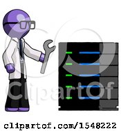 Poster, Art Print Of Purple Doctor Scientist Man Server Administrator Doing Repairs