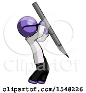 Poster, Art Print Of Purple Doctor Scientist Man Stabbing Or Cutting With Scalpel