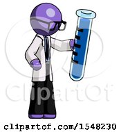 Purple Doctor Scientist Man Holding Large Test Tube