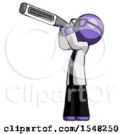 Poster, Art Print Of Purple Doctor Scientist Man Thermometer In Mouth