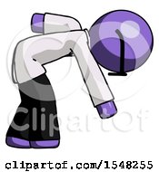 Purple Doctor Scientist Man Picking Something Up Bent Over