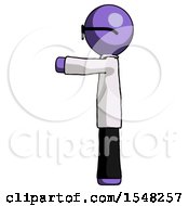 Purple Doctor Scientist Man Pointing Left