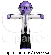 Purple Doctor Scientist Man T Pose Arms Up Standing