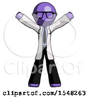 Poster, Art Print Of Purple Doctor Scientist Man Surprise Pose Arms And Legs Out