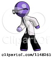 Poster, Art Print Of Purple Doctor Scientist Man Suspense Action Pose Facing Left