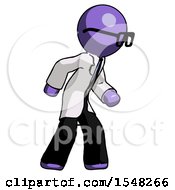 Poster, Art Print Of Purple Doctor Scientist Man Suspense Action Pose Facing Right