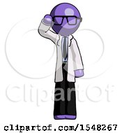 Purple Doctor Scientist Man Soldier Salute Pose