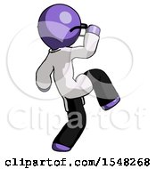 Purple Doctor Scientist Man Kick Pose Start