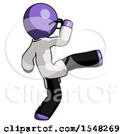 Purple Doctor Scientist Man Kick Pose