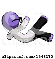 Poster, Art Print Of Purple Doctor Scientist Man Falling Backwards