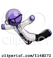 Poster, Art Print Of Purple Doctor Scientist Man Skydiving Or Falling To Death