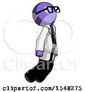 Poster, Art Print Of Purple Doctor Scientist Man Floating Through Air Right