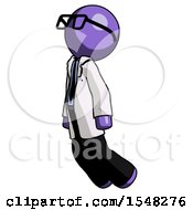 Poster, Art Print Of Purple Doctor Scientist Man Floating Through Air Left