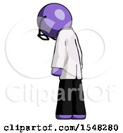 Poster, Art Print Of Purple Doctor Scientist Man Depressed With Head Down Back To Viewer Left