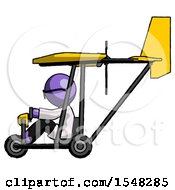Purple Doctor Scientist Man In Ultralight Aircraft Side View