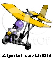 Purple Doctor Scientist Man In Ultralight Aircraft Top Side View