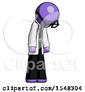Poster, Art Print Of Purple Doctor Scientist Man Depressed With Head Down Turned Right