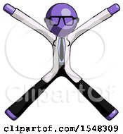 Purple Doctor Scientist Man With Arms And Legs Stretched Out