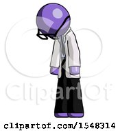 Poster, Art Print Of Purple Doctor Scientist Man Depressed With Head Down Turned Left