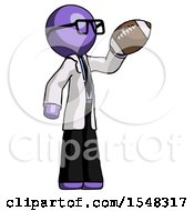 Poster, Art Print Of Purple Doctor Scientist Man Holding Football Up