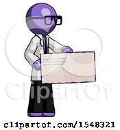 Poster, Art Print Of Purple Doctor Scientist Man Presenting Large Envelope