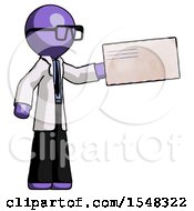 Purple Doctor Scientist Man Holding Large Envelope