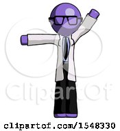 Poster, Art Print Of Purple Doctor Scientist Man Directing Traffic Left
