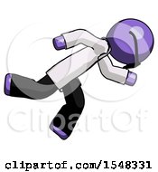 Poster, Art Print Of Purple Doctor Scientist Man Running While Falling Down