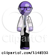 Purple Doctor Scientist Man Walking Front View