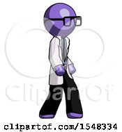 Purple Doctor Scientist Man Walking Turned Right Front View