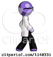 Poster, Art Print Of Purple Doctor Scientist Man Walking Right Side View