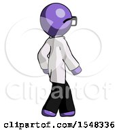 Purple Doctor Scientist Man Walking Away Direction Right View